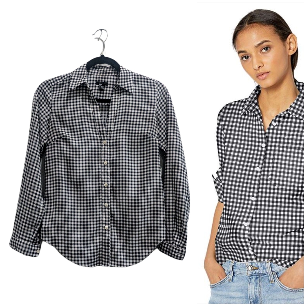 Ann Taylor Gingham Button-Up Shirt